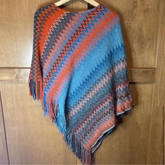 Ryan Michael Fringed Sunset Poncho